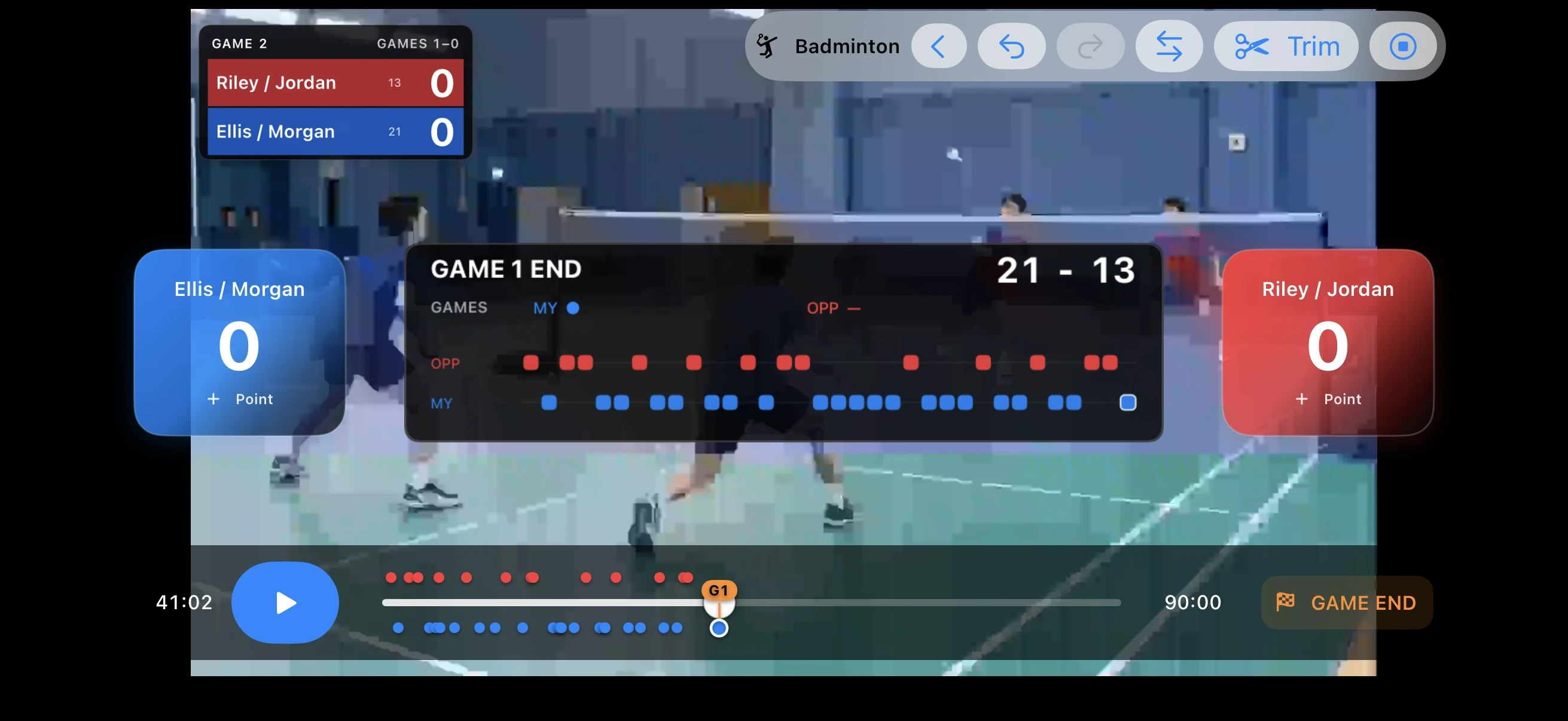 How to mark MATCH end in Badminton