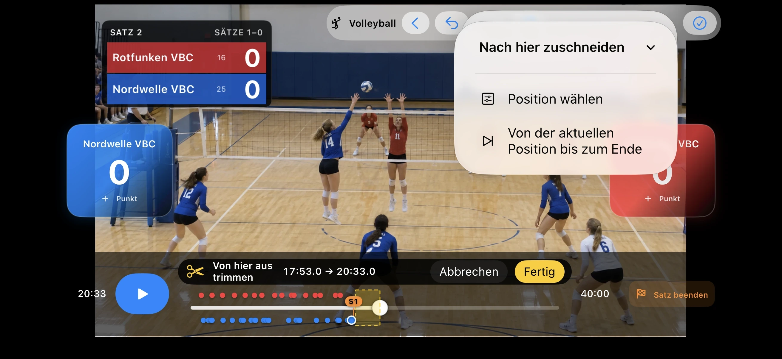 Volleyball – Unnötige Teile trimmen