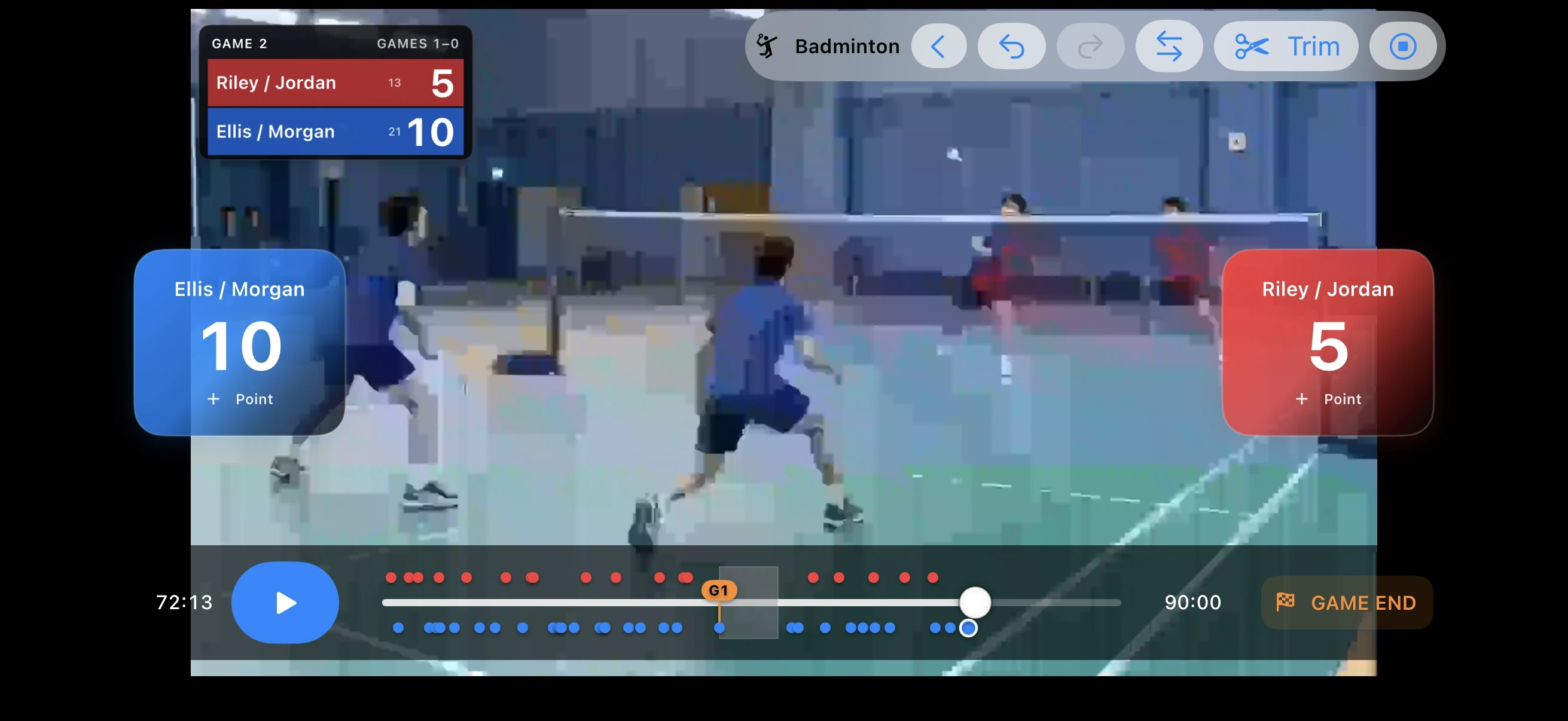 How to show DEUCE and ADVANTAGE in Badminton