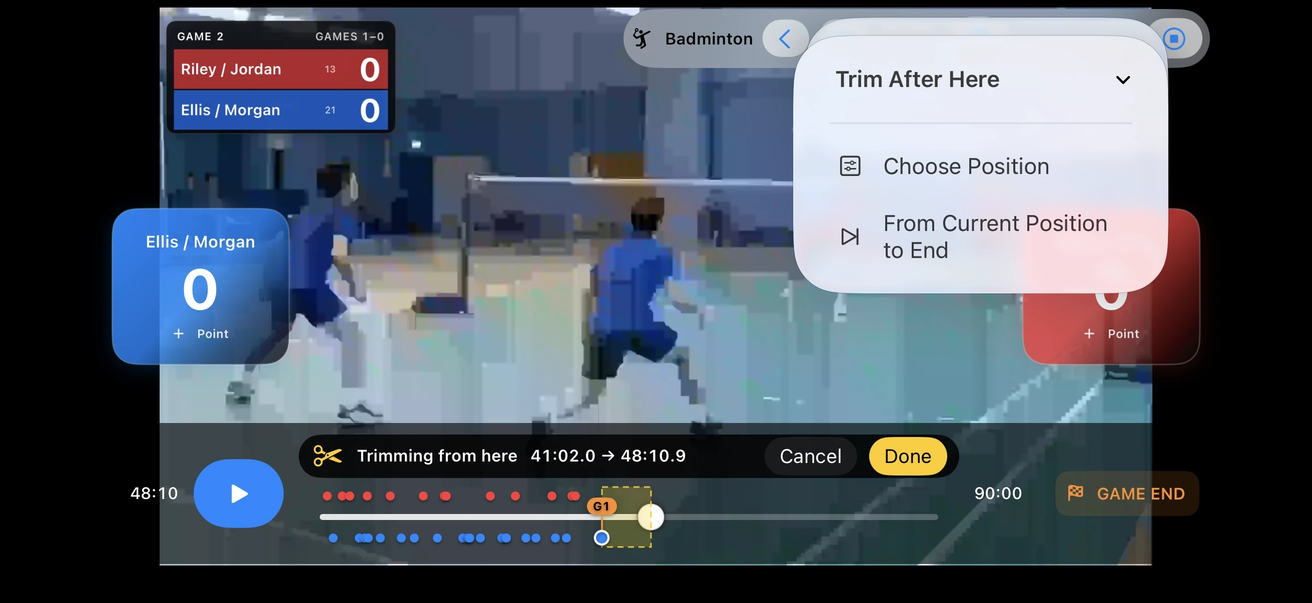 How to trim a Badminton match video