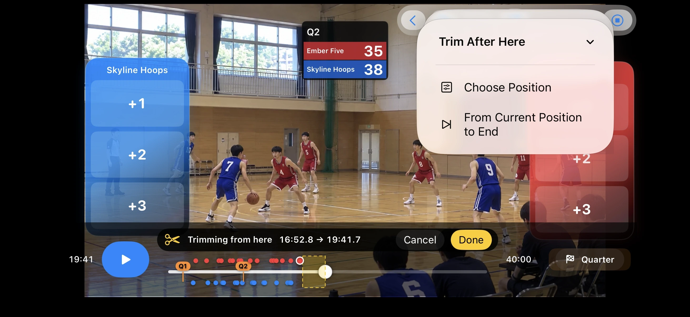 Basketball – Trim unwanted footage