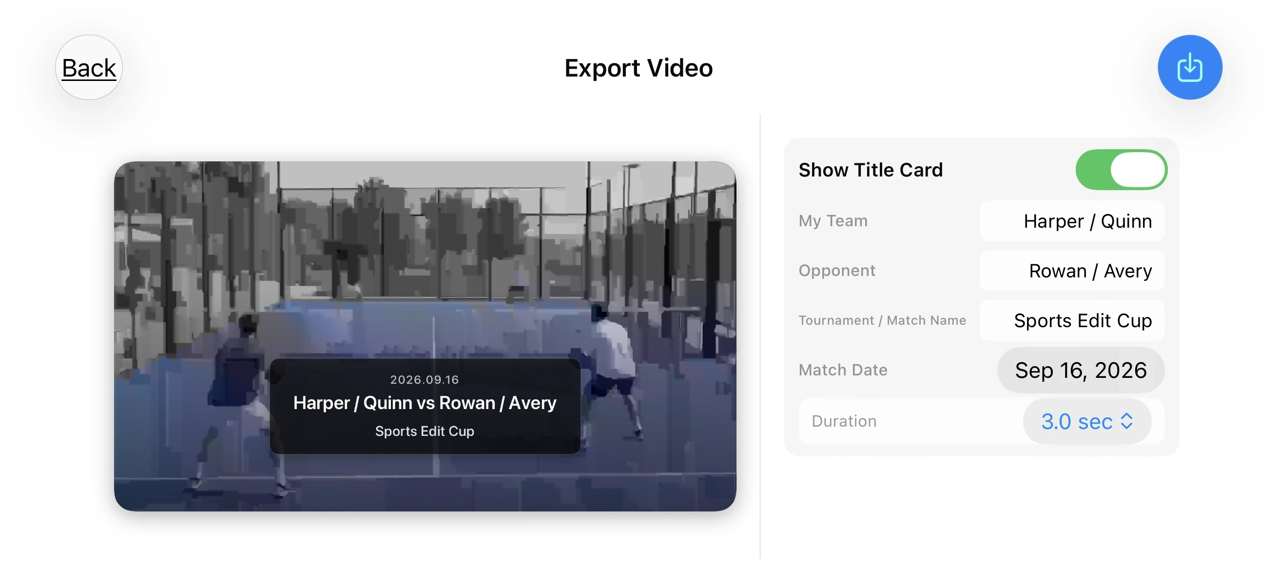Padel – Add a title card