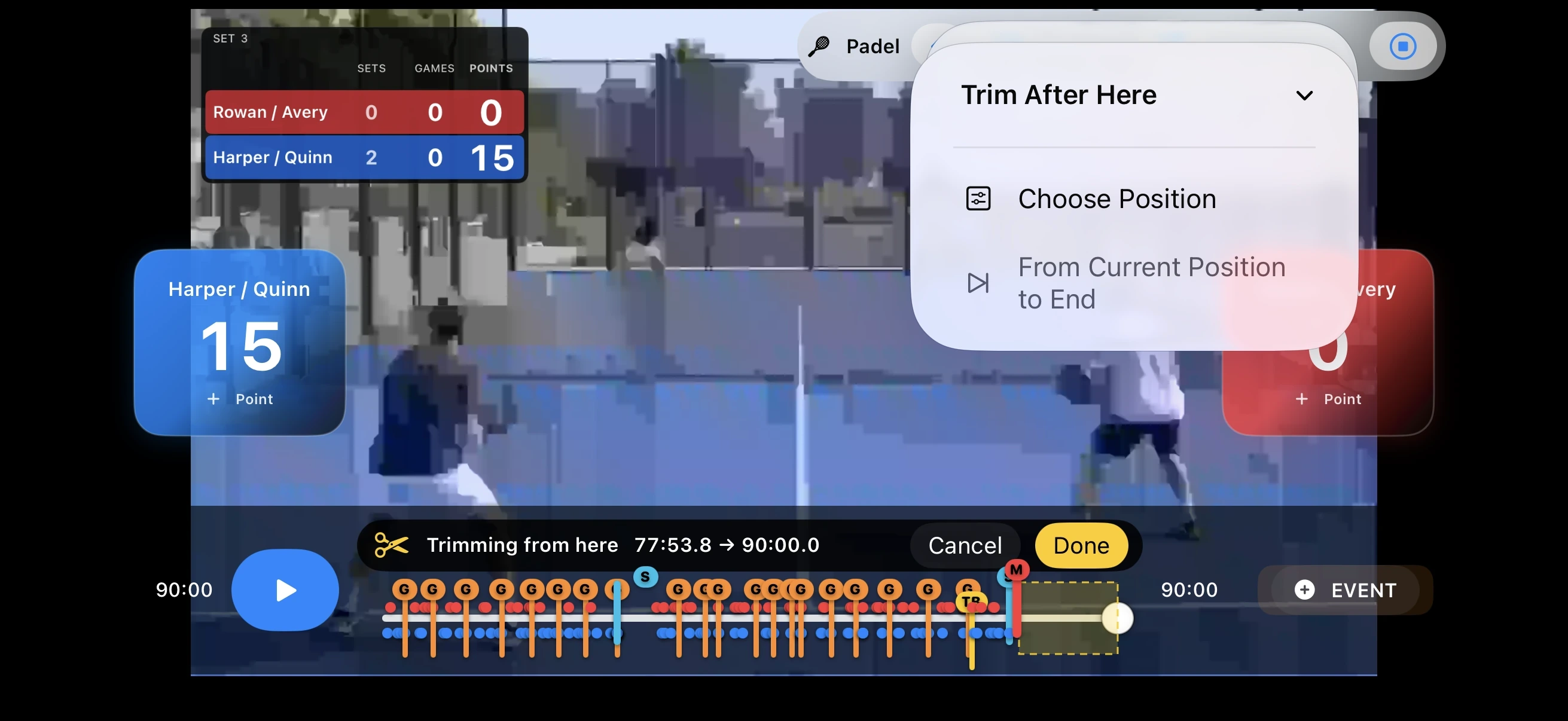Padel – Trim unwanted footage