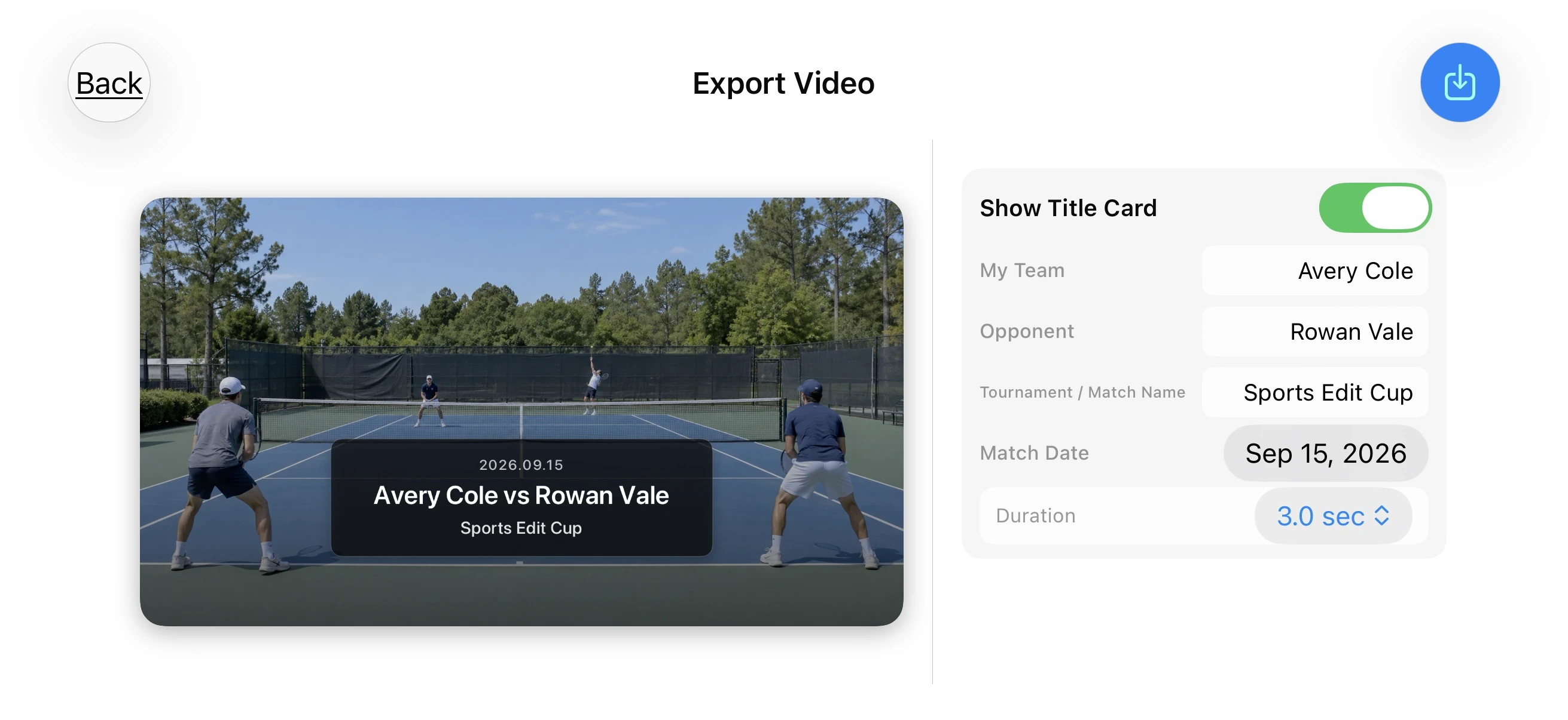 Tennis – Add a title card