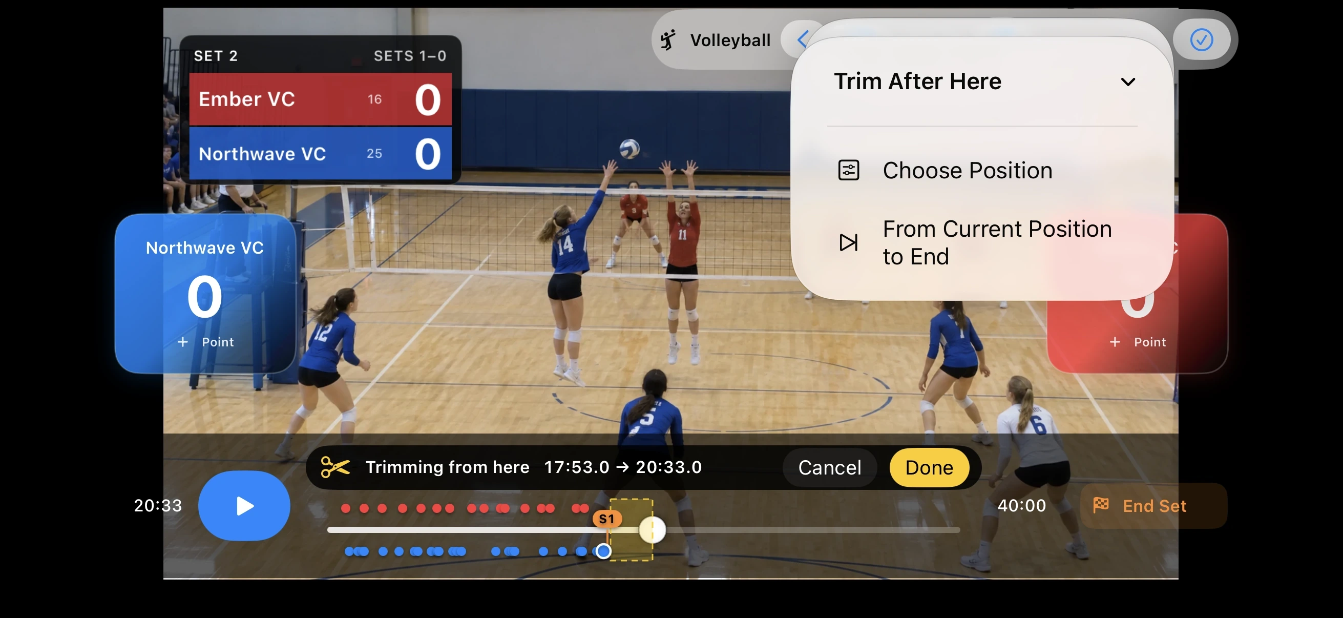 Volleyball – Trim unwanted footage