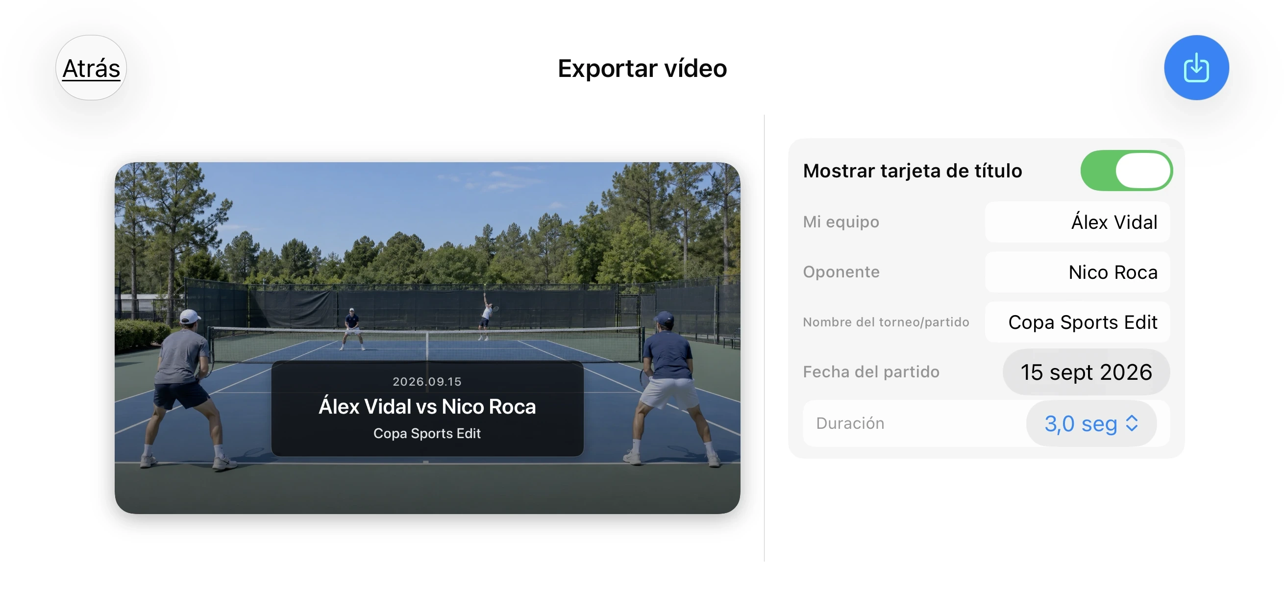 Tenis – Añade una tarjeta de título