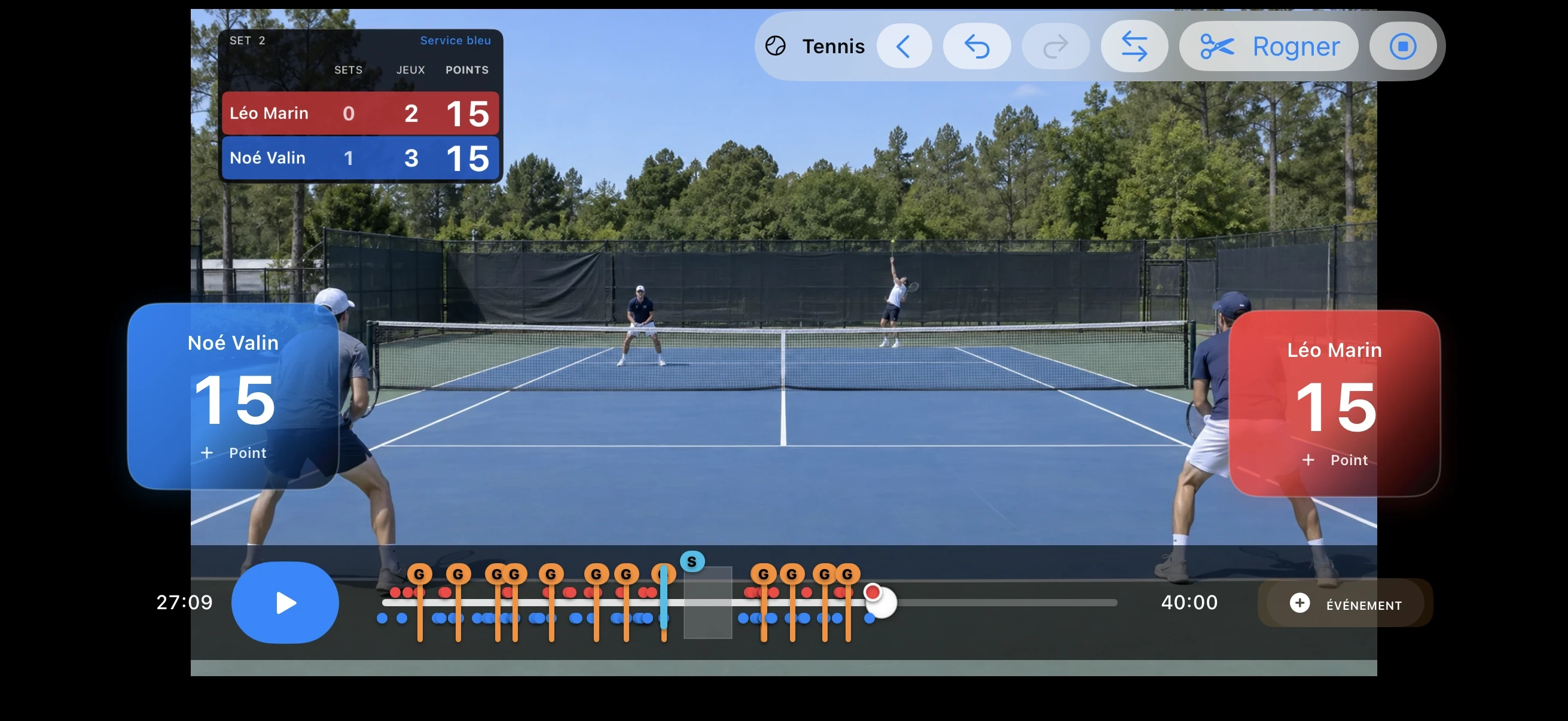 Tennis – Saisir le score en regardant