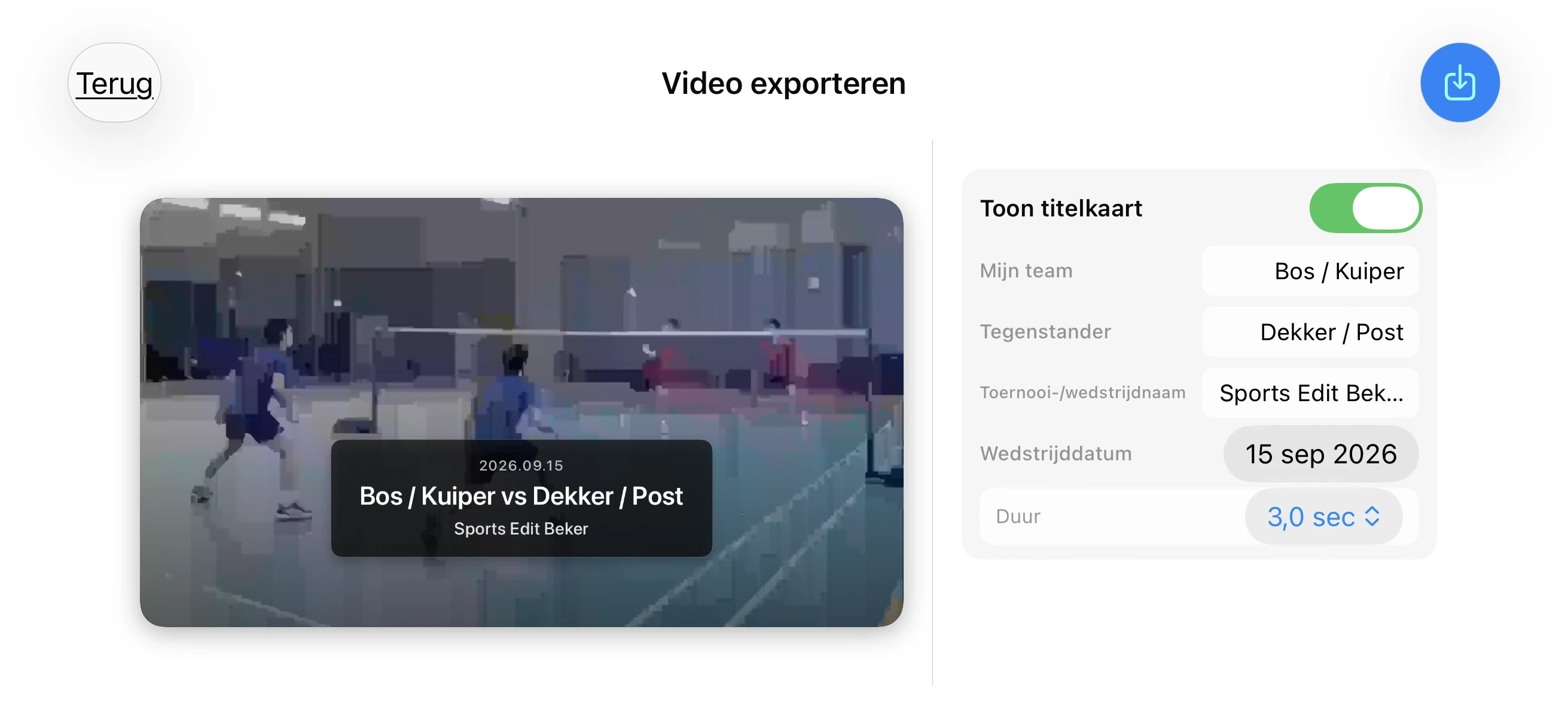 Badminton – Voeg een titelkaart toe