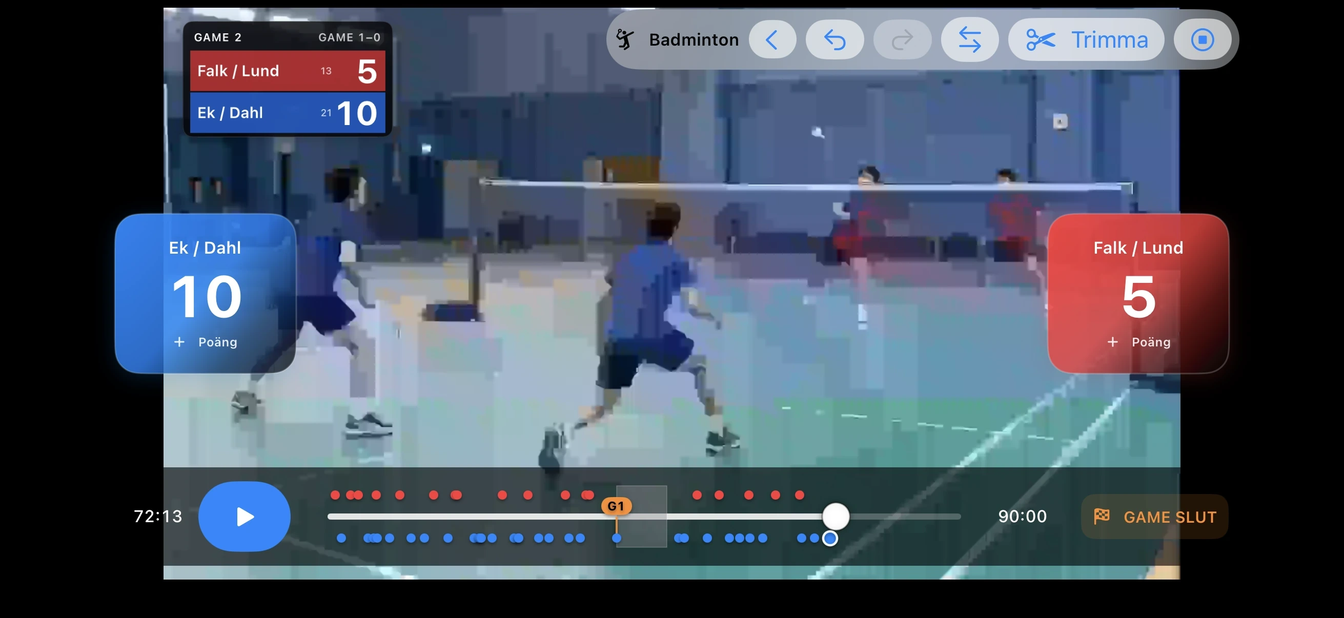 Badminton – Registrera poäng medan du tittar