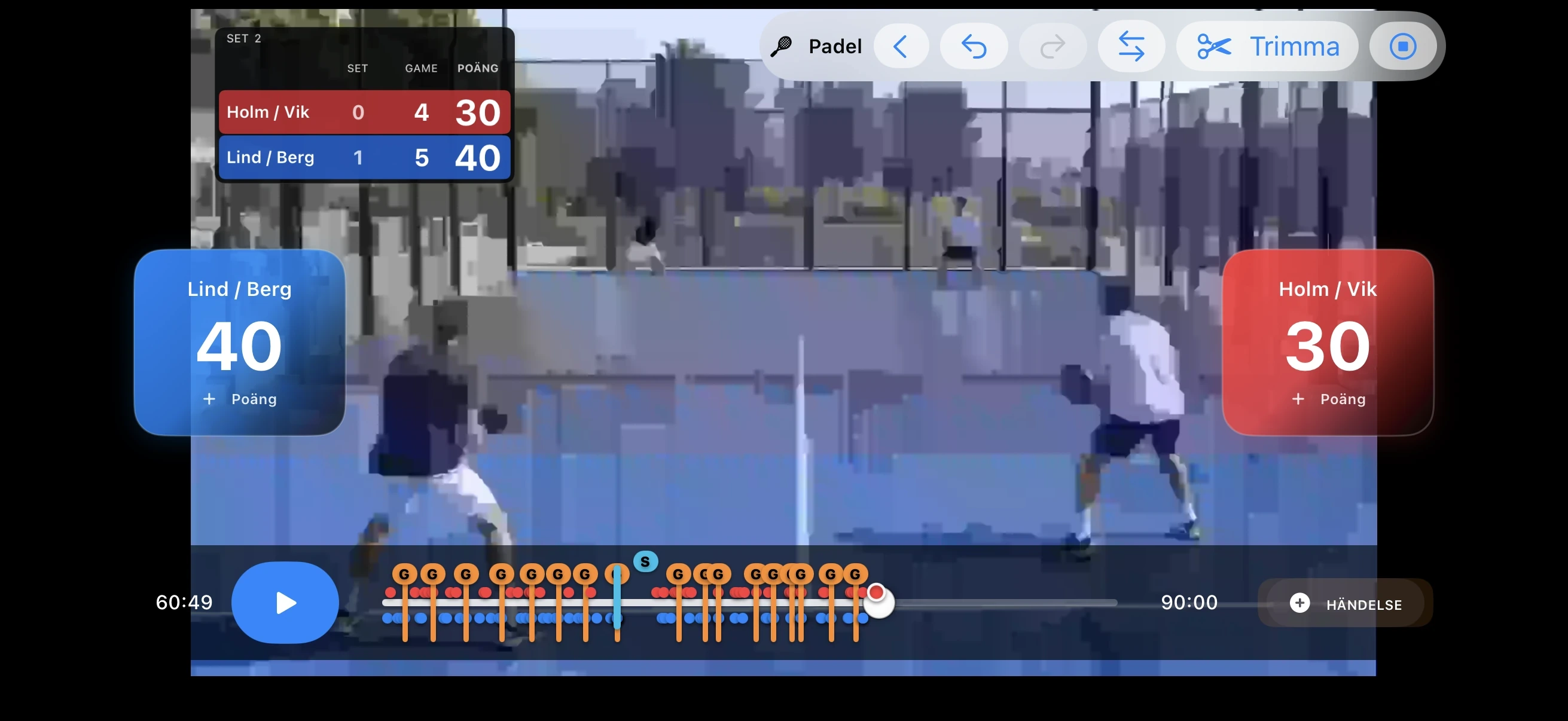 Padel – Registrera poäng medan du tittar
