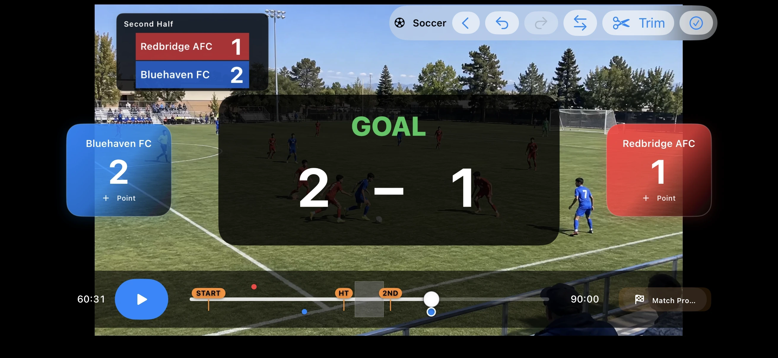 How to correct a score event in a Soccer video